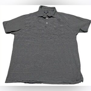 Fish Hippie Co. Polo Collection Short Sleeve Navy/White Striped Polo
